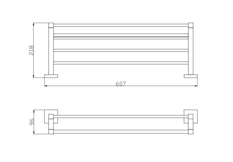 610*220mm BK ECKIG Chrome Brass Square Bars Towel Racks