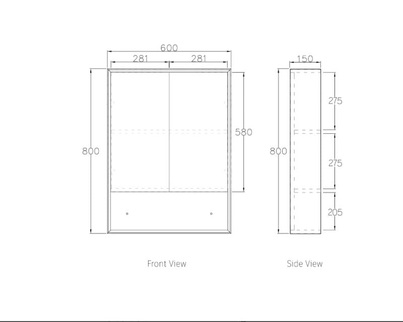 600-1200*800*150mm OTT Boston Matte White Wall Mounted Shaving Cabinet