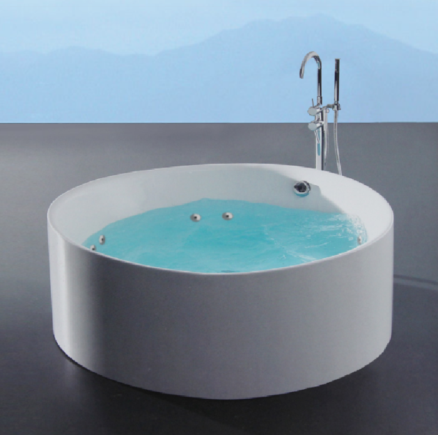 1350-1400*600mm Broadway FS19 White Round 12 Jets Acrylic Freestanding Spa Bathtub