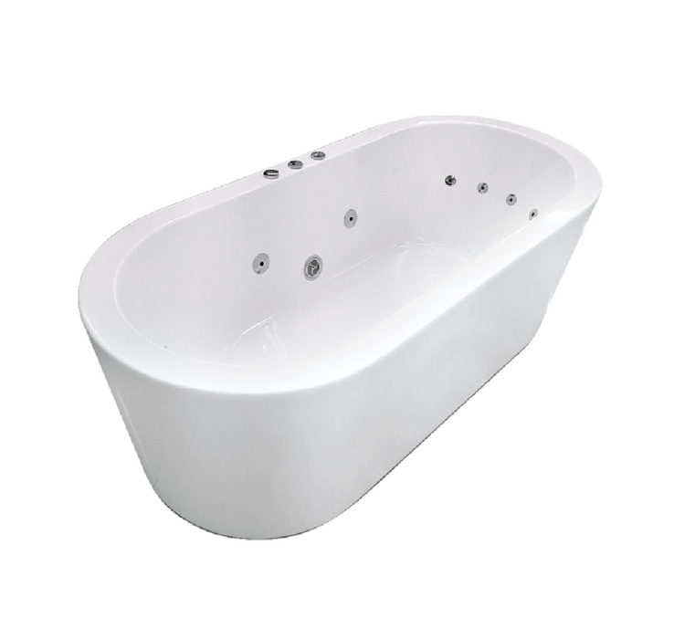 1500-1700*800*600mm Broadway Redondo White/Black Oval 12 Jets Acrylic Freestanding Spa Bathtub