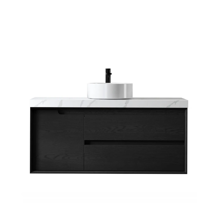 600-1500*460*550mm Byron Matte Black Bathroom Cabinet Only and Ceramic / Stone Top Wall Hung Vanity