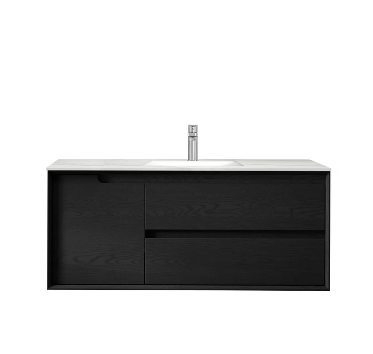 600-1500*460*550mm Byron Matte Black Bathroom Cabinet Only and Ceramic / Stone Top Wall Hung Vanity