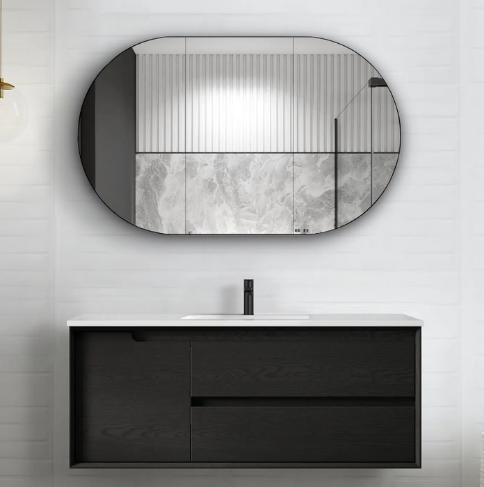 600-1500*460*550mm Byron Matte Black Bathroom Cabinet Only and Ceramic / Stone Top Wall Hung Vanity