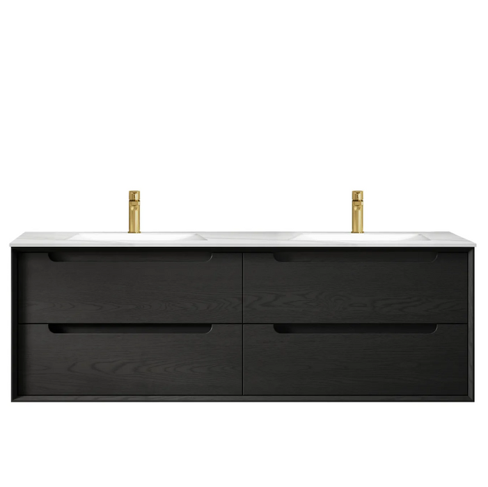 600-1500*460*550mm Byron Matte Black Bathroom Cabinet Only and Ceramic / Stone Top Wall Hung Vanity