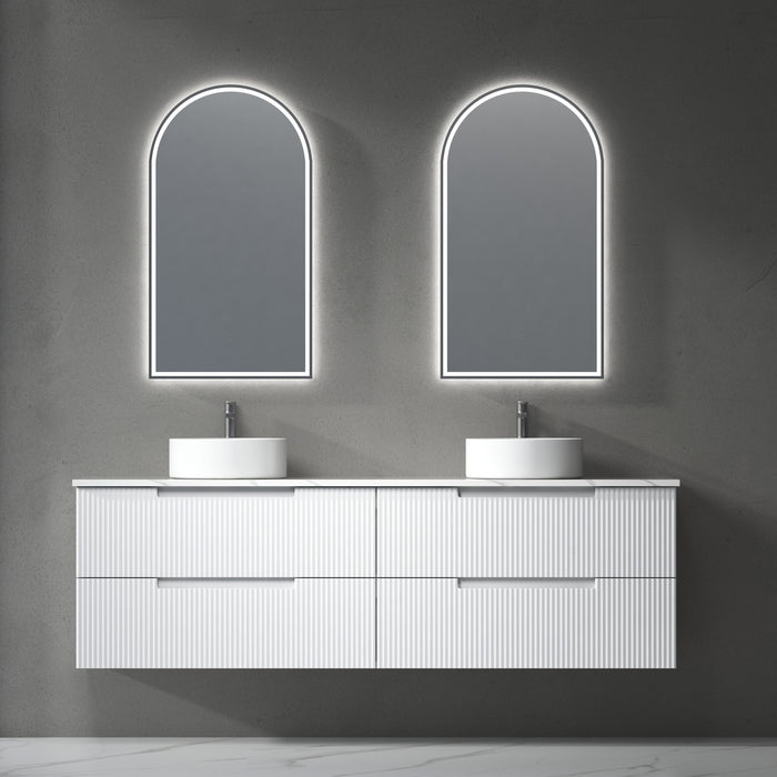 600-1800*460*540mm Aulic Verona Mark II Matt White Wall Hung Fluted Vanity