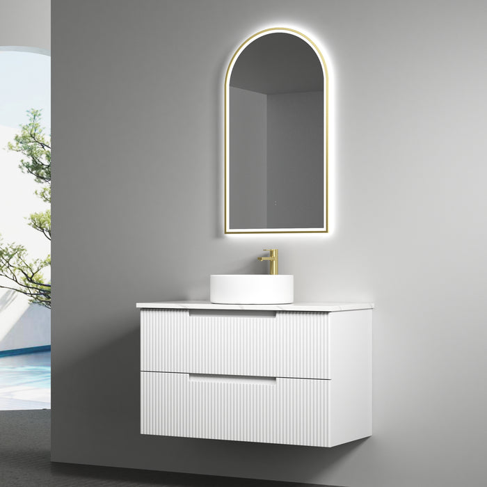 600-1800*460*540mm Aulic Verona Mark II Matt White Wall Hung Fluted Vanity