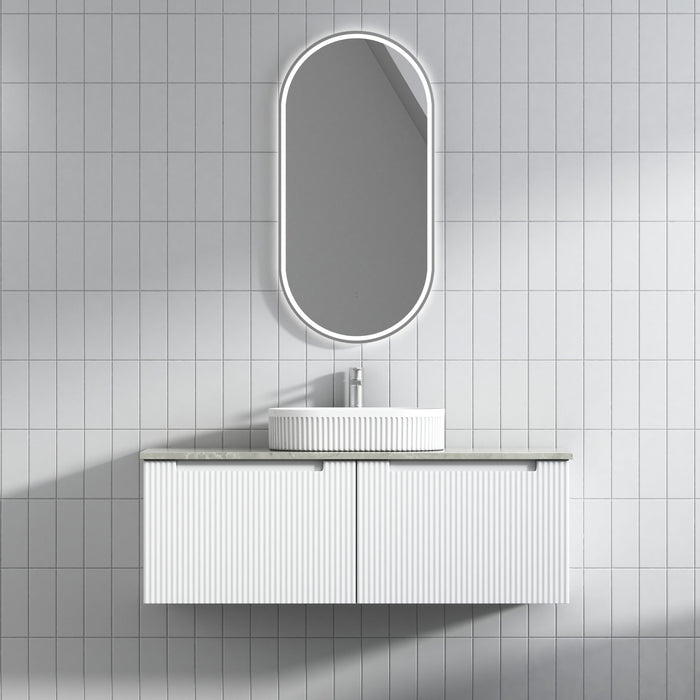 600-1800mm*460mm*400mm Aulic Perla Mark II Matt White Wall Hung Fluted Vanity