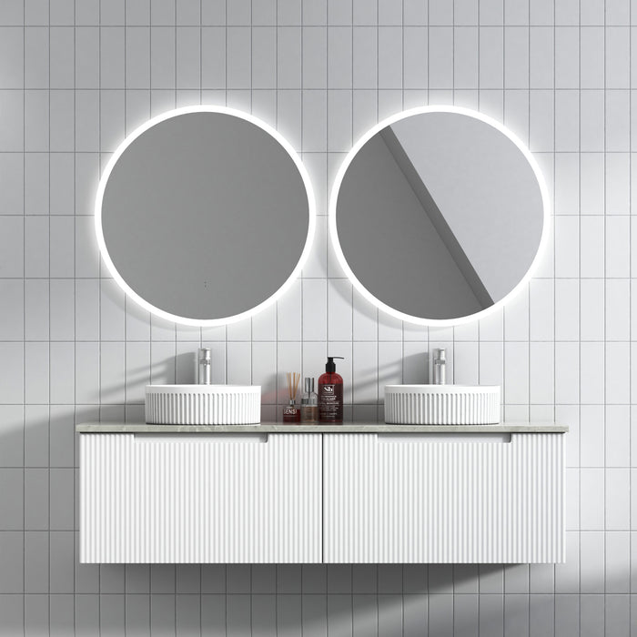 600-1800mm*460mm*400mm Aulic Perla Mark II Matt White Wall Hung Fluted Vanity