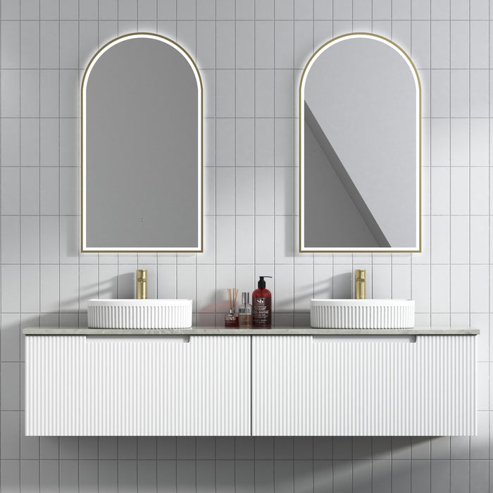 600-1800mm*460mm*400mm Aulic Perla Mark II Matt White Wall Hung Fluted Vanity