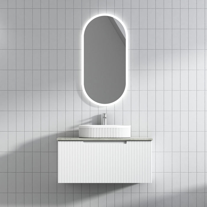 600-1800mm*460mm*400mm Aulic Perla Mark II Matt White Wall Hung Fluted Vanity