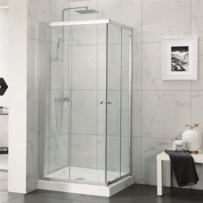 800-1200mm 6mm Thickness Standard Height 2000mm Covey Chrome SemiFrameless Corner Double Sliding Door Shower Screens