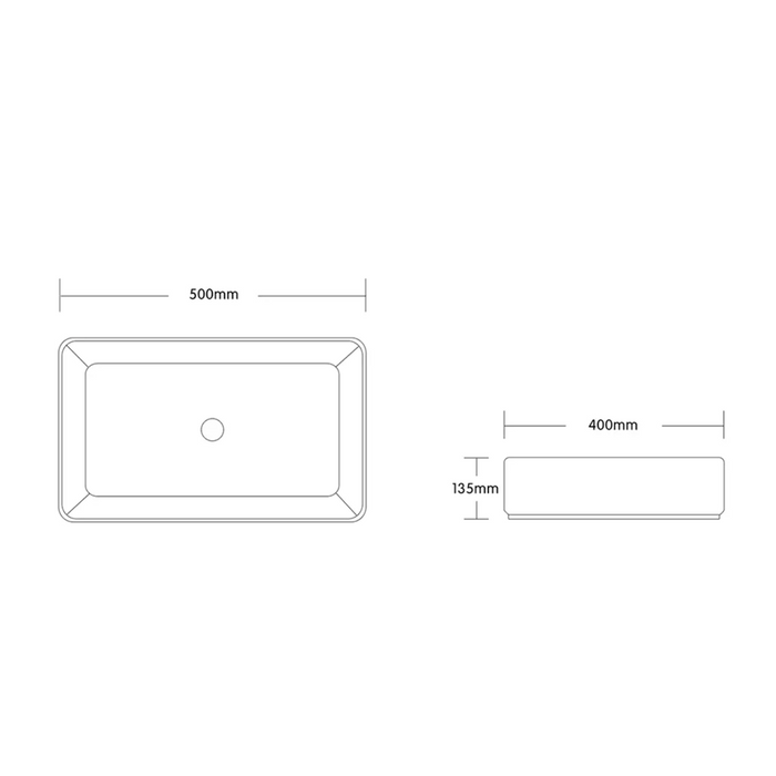 500*400*135mm Infinity Gloss Black And White Ceramic Rectangle Above Counter Basins