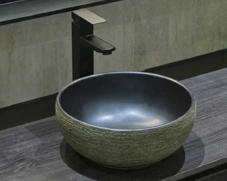340*340*140mm Infinity Art Dark Green Porcelain Round Above Counter Basins