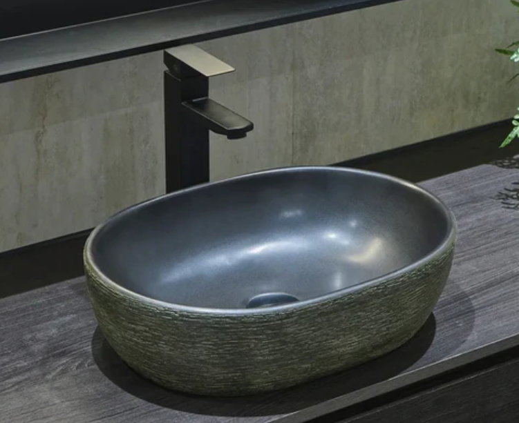 475*340*130mm Infinity Art Dark Green Porcelain Oval Above Counter Basins