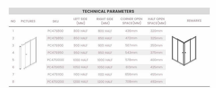 800-1200mm 6mm Thickness Standard Height 2000mm Covey Chrome SemiFrameless Corner Double Sliding Door Shower Screens