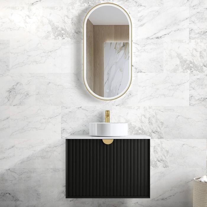 600-1500*460*550mm Marlo Matte Black Bathroom Cabinet Only and Ceramic / Stone Top Wall Hung Vanity