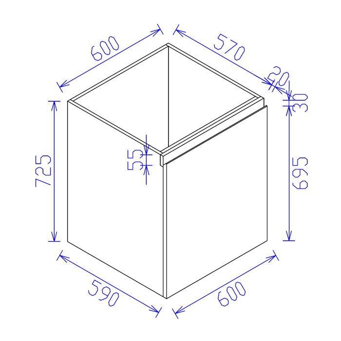 600*590*725mm Satin White Floor Cabinet With Hamper