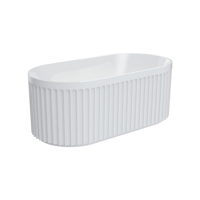 1500/1700*750/800*580mm FIE Eleanor Gloss White Oval Fluted Acrylic Freestanding Bathtub