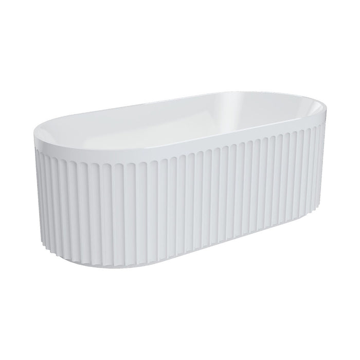 1500/1700*750/800*580mm FIE Eleanor Gloss White Oval Fluted Acrylic Freestanding Bathtub