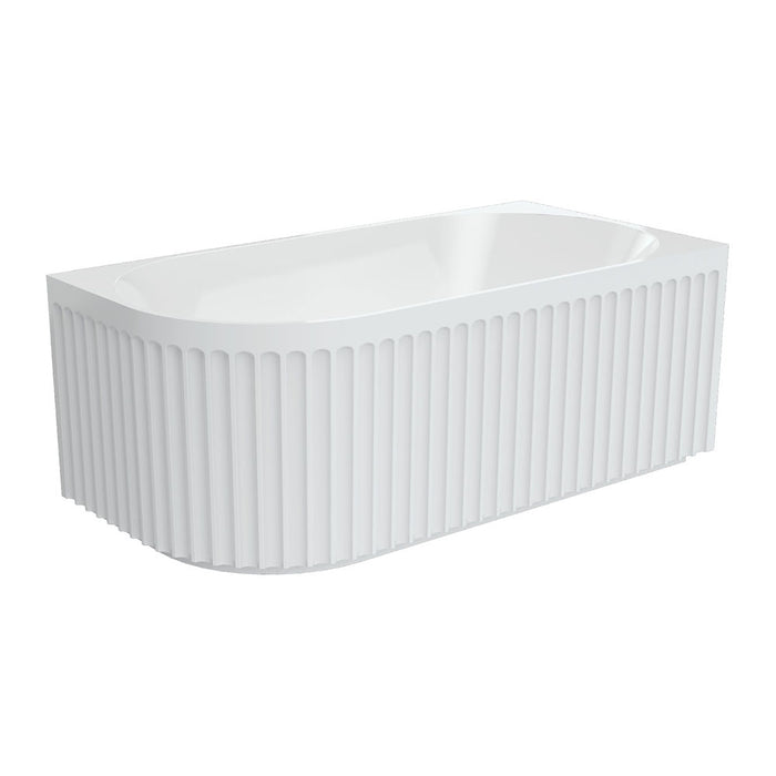 1500mm FIE Eleanor Gloss White Oval Fluted Acrylic Right/Left-Hand Corner Bathtub