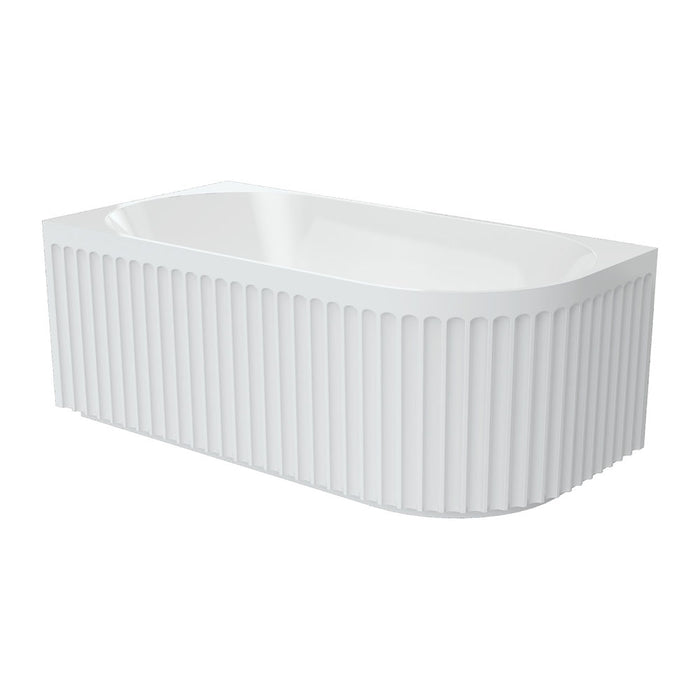 1500mm FIE Eleanor Gloss White Oval Fluted Acrylic Right/Left-Hand Corner Bathtub