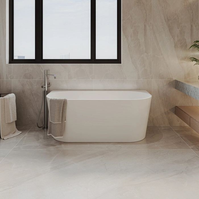 FS36 1500/1700mm White Oval Acrylic Back To Wall Freestanding Bathtub