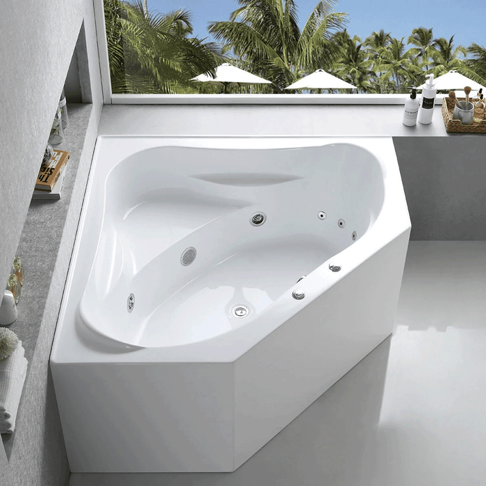 FS53 1300/1500mm White 12 Jets Diamond  Acrylic Freestanding Spa Bathtub