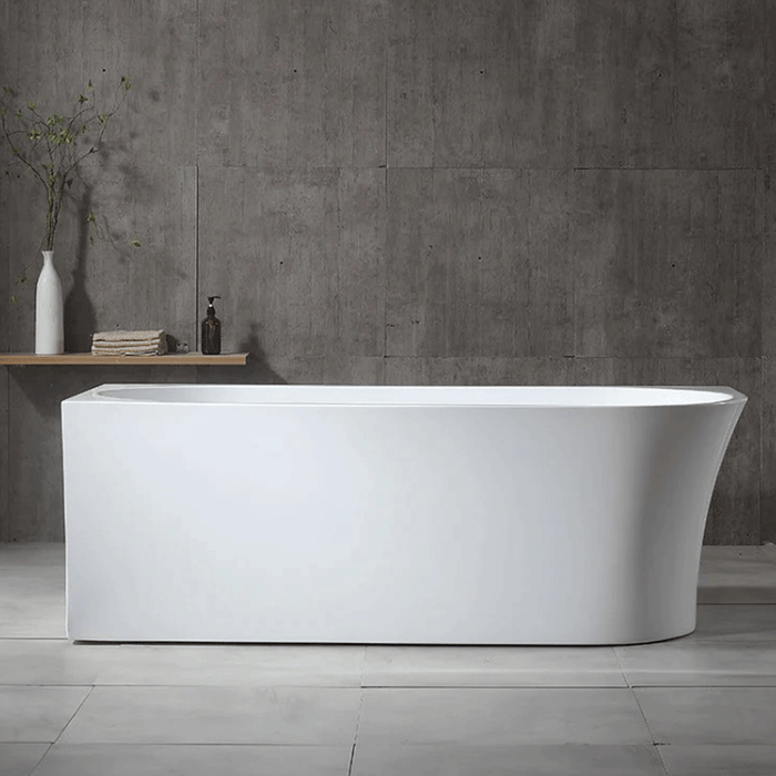 FS7 1500/1700mm Gloss White Rectangle 10 Jets Back to Wall Freestanding Spa Bath