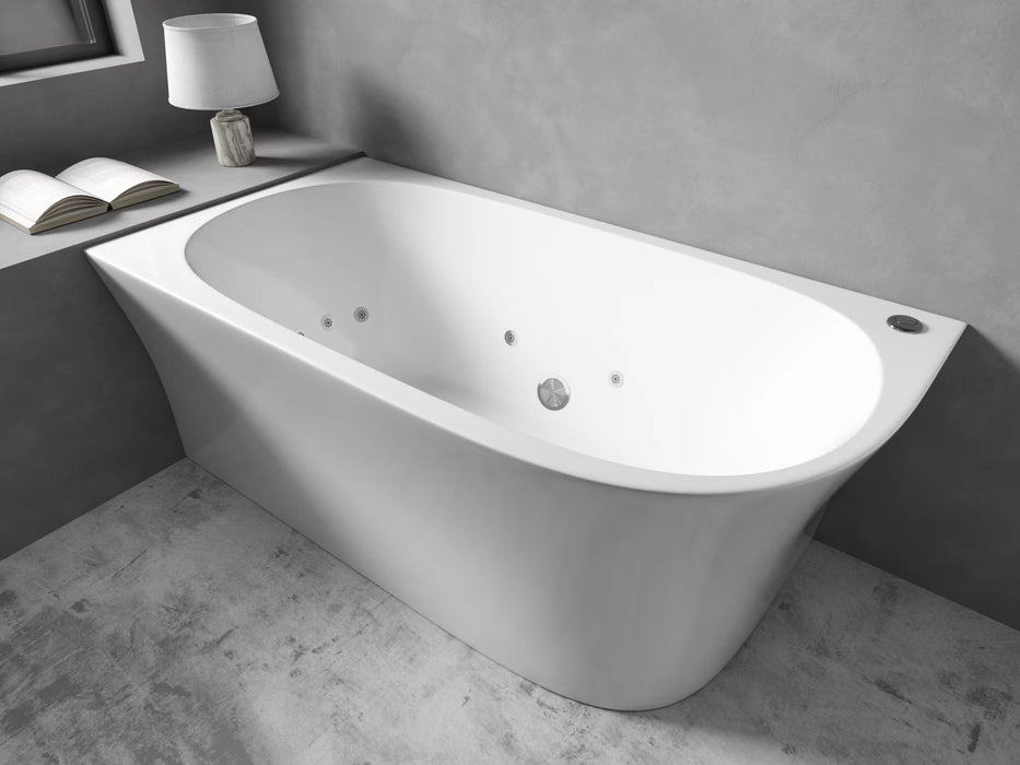 1500-1700mm Broadway FS7 SPA Gloss White Rectangle 10 Jets Corner Bathtub