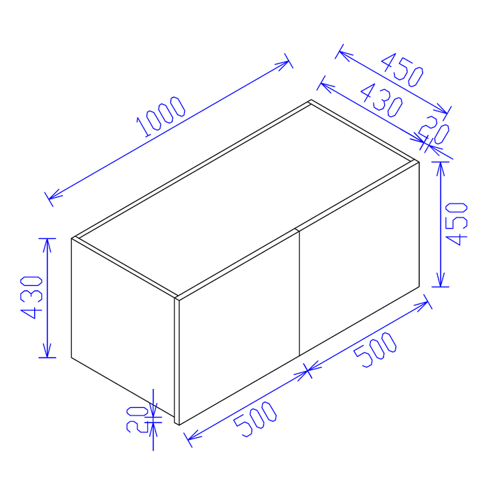 1000*350*430mm Satin White Fridge Wall Cabinet Only