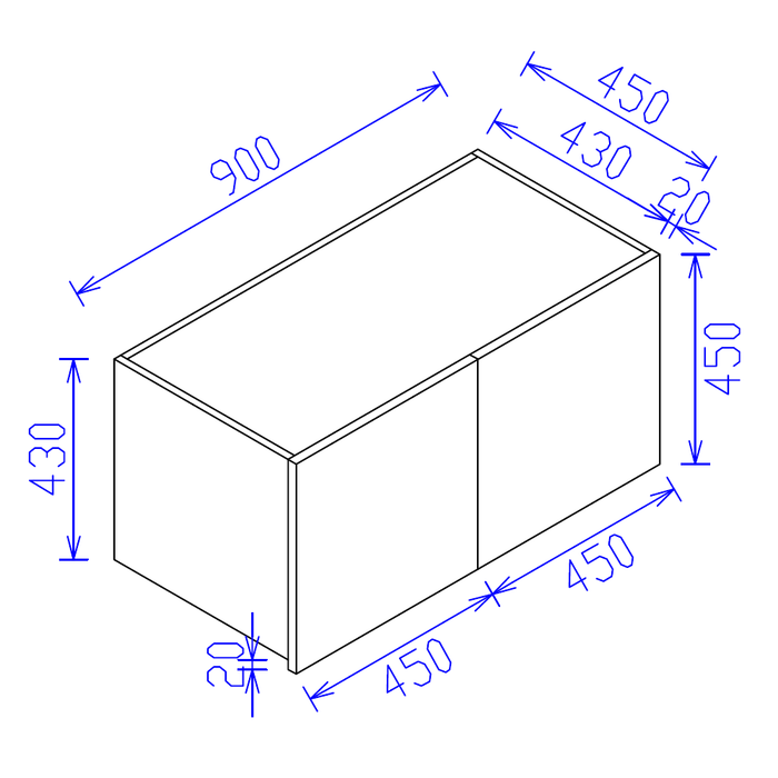 900*350*430mm Satin White Fridge Wall Cabinet Only