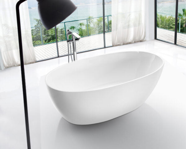 1700*800*580mm ABS Fanta Gloss White Oval Acrylic Freestanding Bathtub