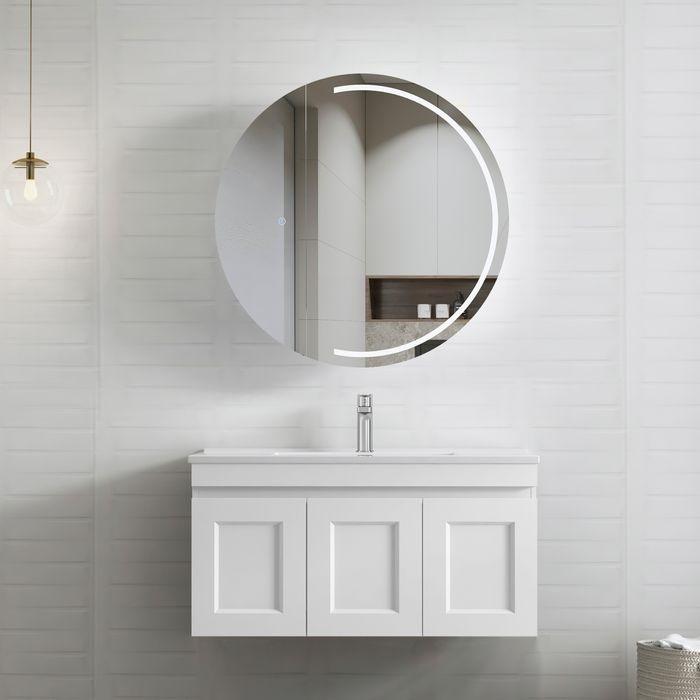 600-1500*460*450mm Hampton Matte White Bathroom Cabinet Only and Ceramic/Stone Top Wall Hung Vanity