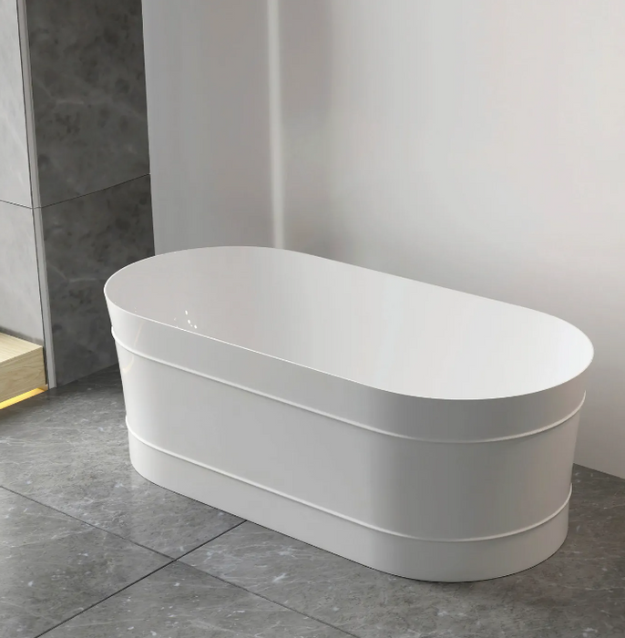 1500/1700*750/800*580mm OTTI Bondi Matt/Gloss White Oval Acrylic Freestanding Bathtub