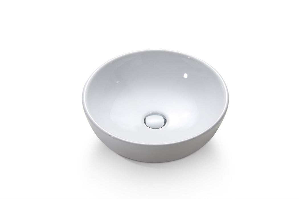 410x410x130mm ABS Gale Gloss White Ceramic Round Above Counter Basin