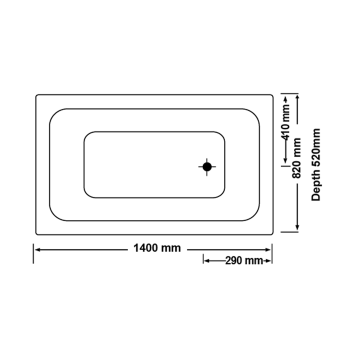 1400*820*520mm Grandismo Gloss White Acrylic Drop-in Bath Tub