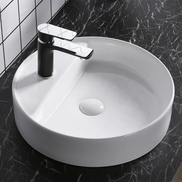 450*450*110mm Infinity Gloss White Ceramic Round With 1 Tap Hole Above Counter Basins