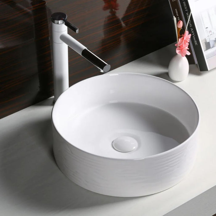 400*400*130mm Infinity Gloss White Ceramic Round Above Counter Basins