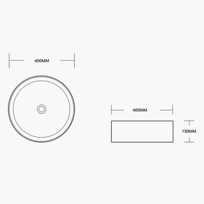 400*400*130mm Infinity Gloss White Ceramic Round Above Counter Basins