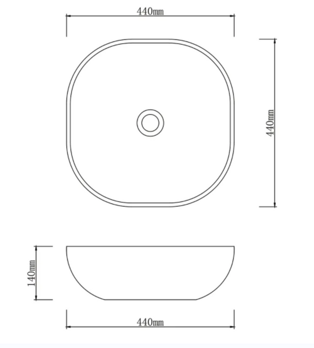 440*440*140mm Infinity Brown Porcelain Round Above Counter Basins