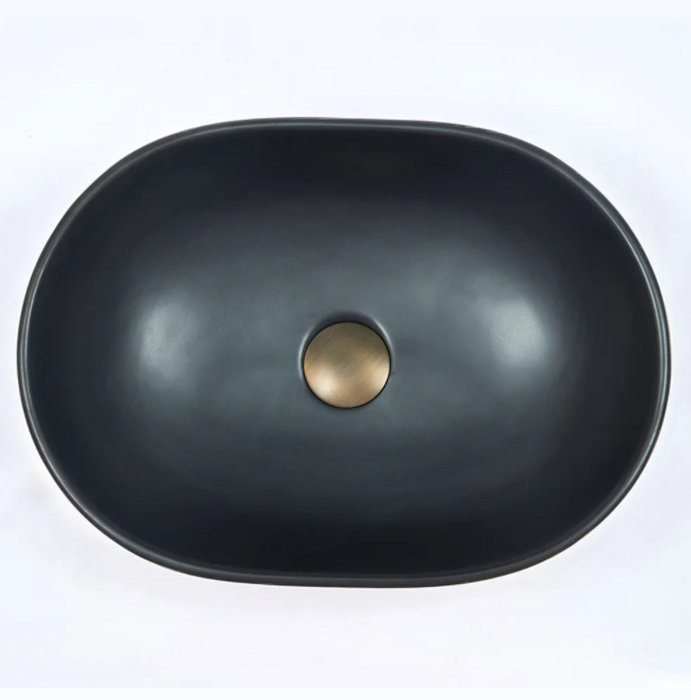 475*340*130mm Infinity Black Interior Porcelain Oval Above Counter Basins