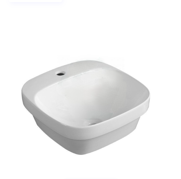 420*420*155mm Infinity Gloss White Ceramic Square With 1 Tap Hole Insert Basins