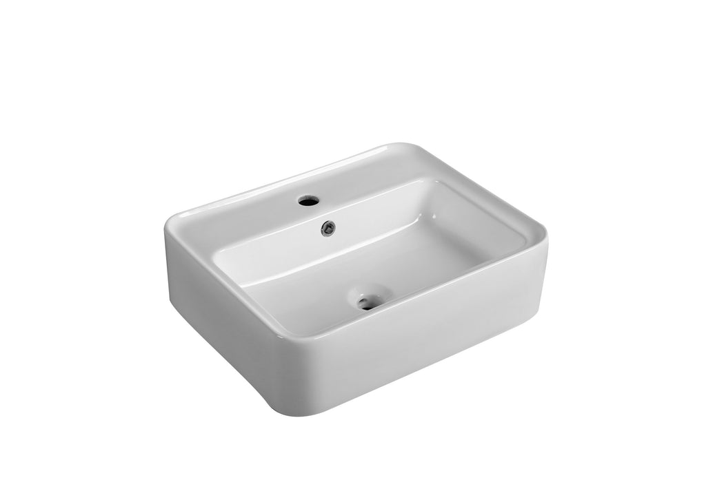 530*430*155mm Infinity Gloss White Ceramic Rectangle With Overflow 1 Tap Hole Above Counter Basins