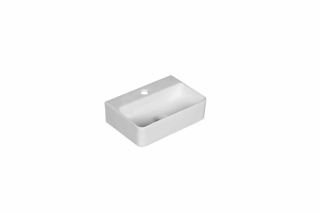 365*255*110mm Infinity Gloss White Ceramic Rectangle With 1 Tap Hole Above Counter Basins