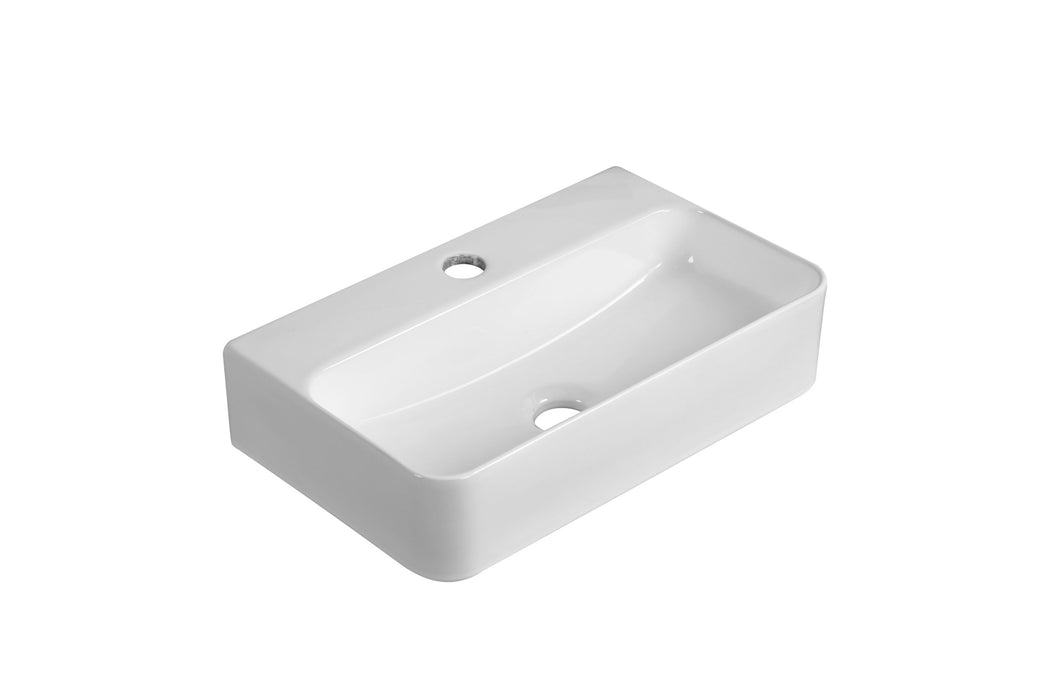 450*280*110mm Infinity Gloss White Ceramic Rectangle With 1 Tap Hole Above Counter Basins