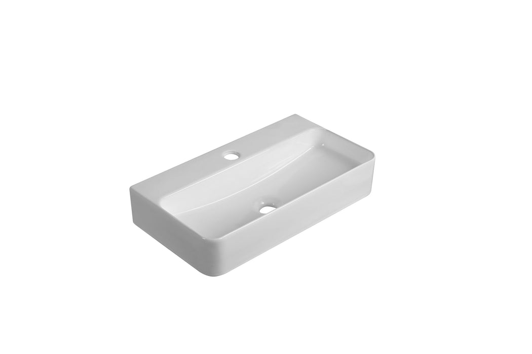 530*300*110mm Infinity Gloss White Ceramic Rectangle With 1 Tap Hole Above Counter Basins