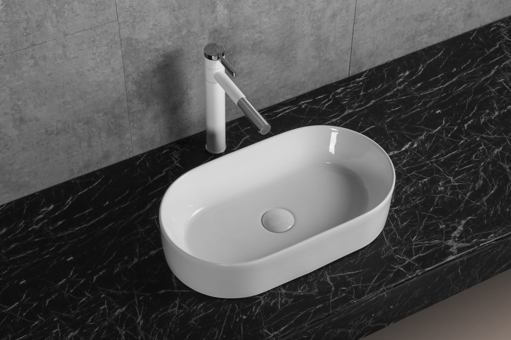 530*300*115mm Infinity Gloss White/Matt White Ceramic Oval Above Counter Basins