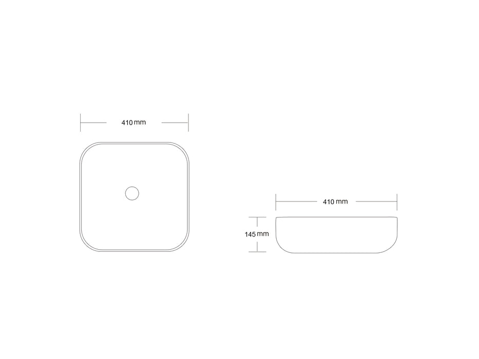 410*410*145mm Infinity Gloss White Ceramic Square Above Counter Basins