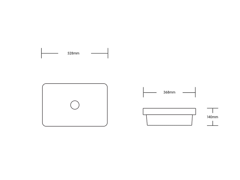 530*370*140mm Infinity Gloss White Ceramic Rectangle Above Counter Basins