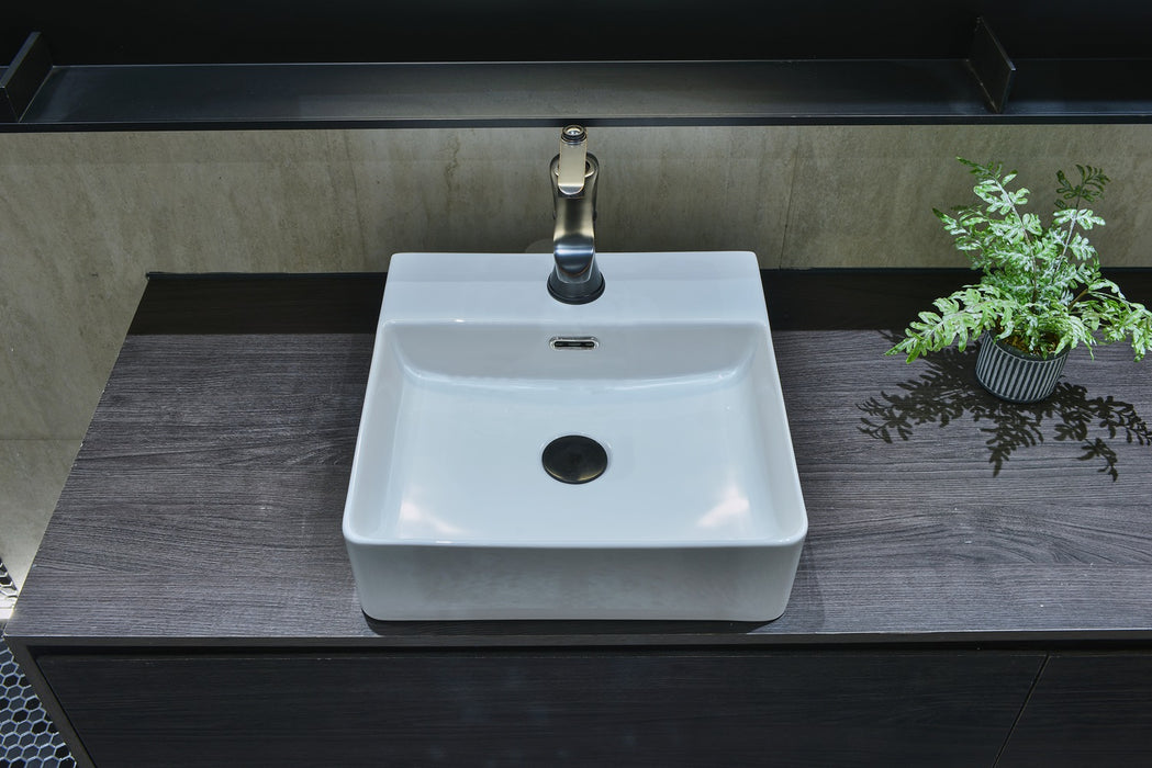 410*420*130mm Infinity Gloss White Ceramic Rectangle With Overflow 1 Tap Hole Above Counter Basins